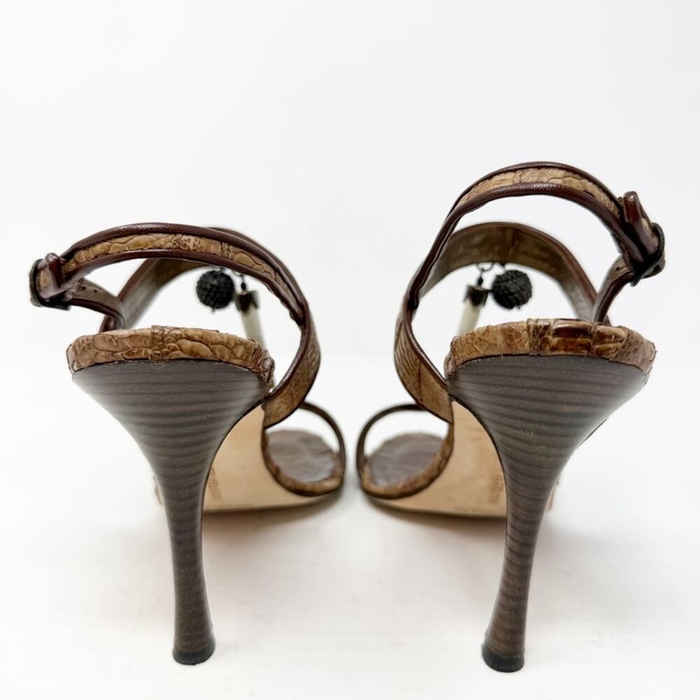 Manolo Blahnik Python Leather Charm Slingback Sandals Heels Womens Size EU 38.5 - Picture 4 of 9